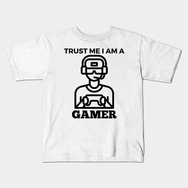 Trust Me I Am A Gamer - Gamer With Black Controller Design Kids T-Shirt by Double E Design